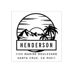 Tampons Encreurs Montagne et plage tropicale Adresse de nom