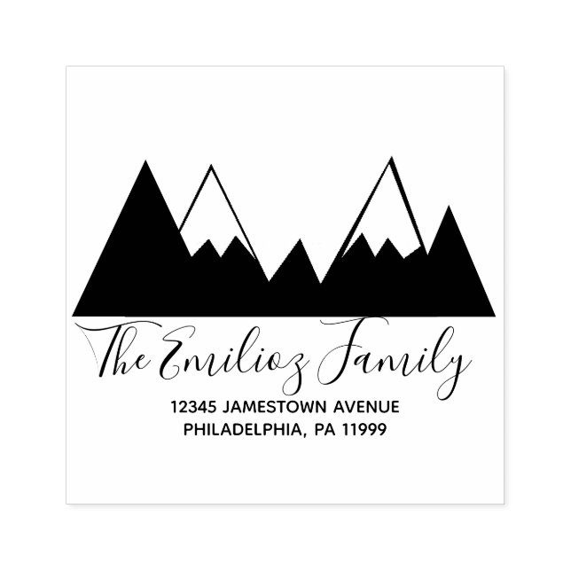 Tampons Encreurs Mountain Black White Script Famille Adresse   (Impression)