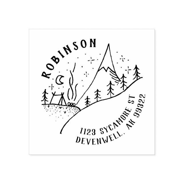 Tampons Encreurs Mountain Campfire & Starry Night Sketch Adresse (Impression)