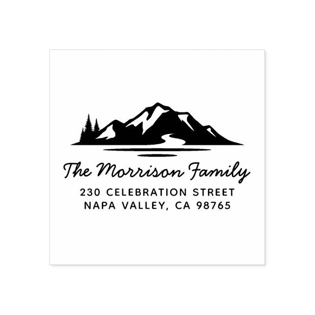 Tampons Encreurs Mountain & Pine Trees Landscape Return Adresse (Impression)