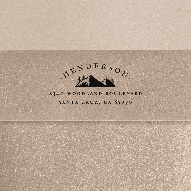 Tampons Encreurs Mountain & Trees Rustic Nom de famille Adresse de  (Créateur téléchargé)