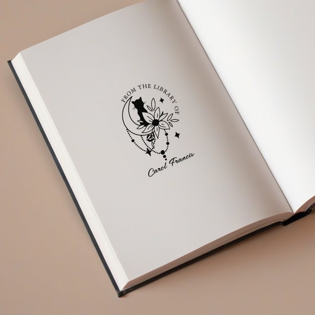 Tampons Encreurs Mystic Moon personnalisé avec chat de la bibliothè (Créateur téléchargé)