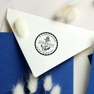 Tampons Encreurs Nautical Ancre Round Nom de famille et adresse de