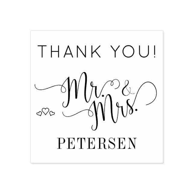 Tampons Encreurs Newlyweds M. et Mme Nom Mariage Merci (Impression)