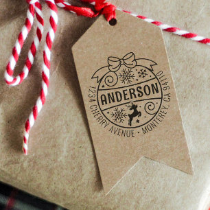 Tampons Encreurs Noël Adresse de retour Reindeder Snowflake