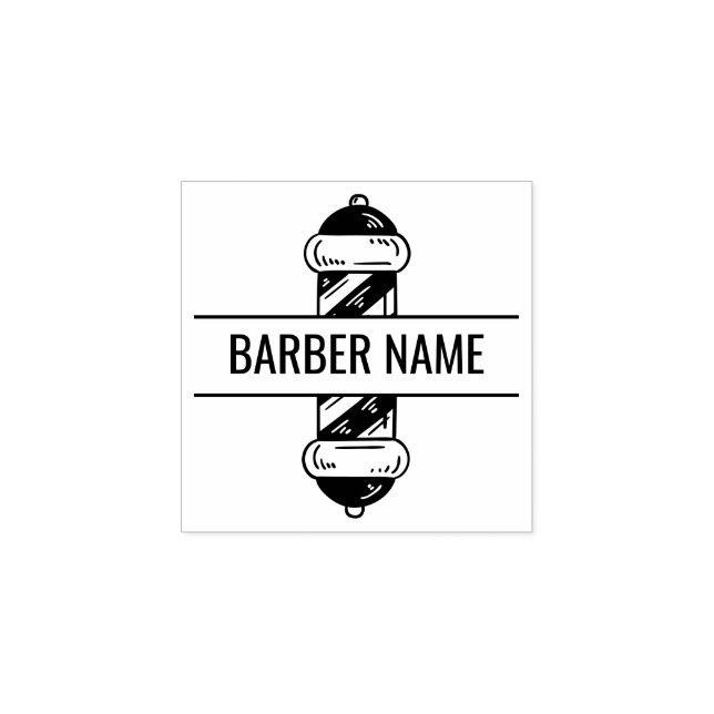 Tampons Encreurs Nom au milieu du mât de barbier (Impression)