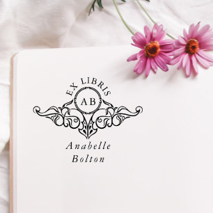 Tampons Encreurs Nom botanique élégant vintage Ex Libris Livre