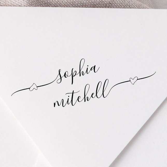 Tampons Encreurs Nom de calligraphie de script cardiaque Timbre en  (Créateur téléchargé)