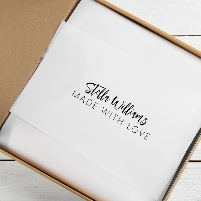 Tampons Encreurs Nom De Calligraphie Moderne Fabriqué Avec Amour (Modern Calligraphy Name Made With Love Rubber Stamp)