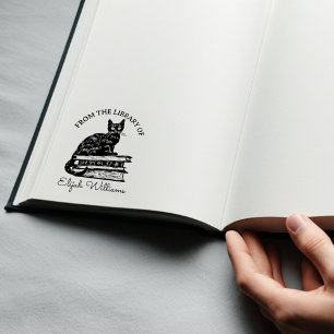 Tampons Encreurs Nom de calligraphie personnalisé, livre de chat de