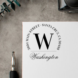 Tampons Encreurs Nom de famille Adresse de retour de monogramme p