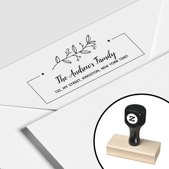 Tampons Encreurs Nom de famille botanique minimaliste Feuille (Créateur téléchargé)