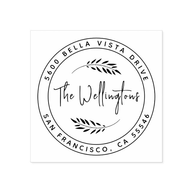 Tampons Encreurs Nom de famille botanique simple Adresse de retour (Impression)