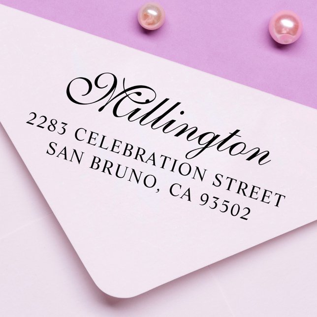 Tampons Encreurs Nom de famille Calligraphique Script & Adresse de  (Créateur téléchargé)