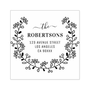 Tampons Encreurs nom de famille de la frontière florale