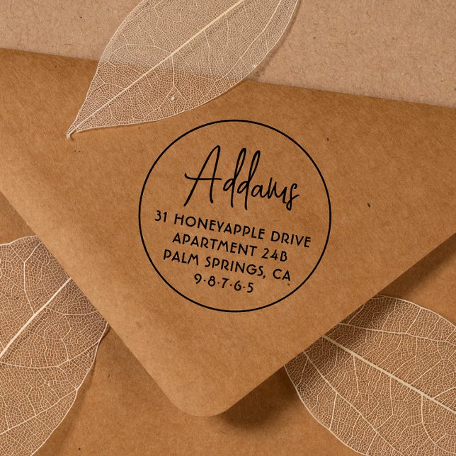 Tampons Encreurs Nom de famille de script Adresse personnalisée sim (Rubber Stamp Mock-up)