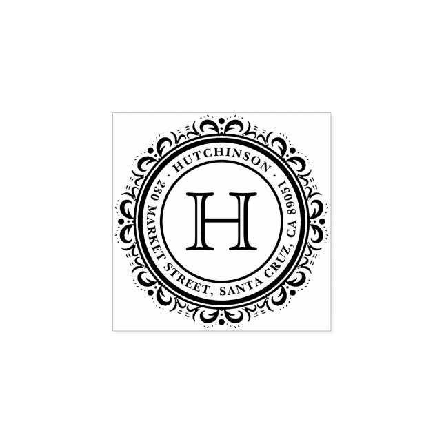 Tampons Encreurs Nom de famille | Déco Arrondi fleurie Adresse de r (Impression)