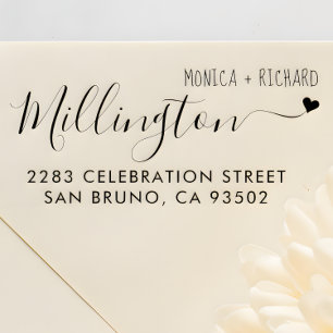 Tampons Encreurs Nom de famille écrit à la main Mariage Adresse de