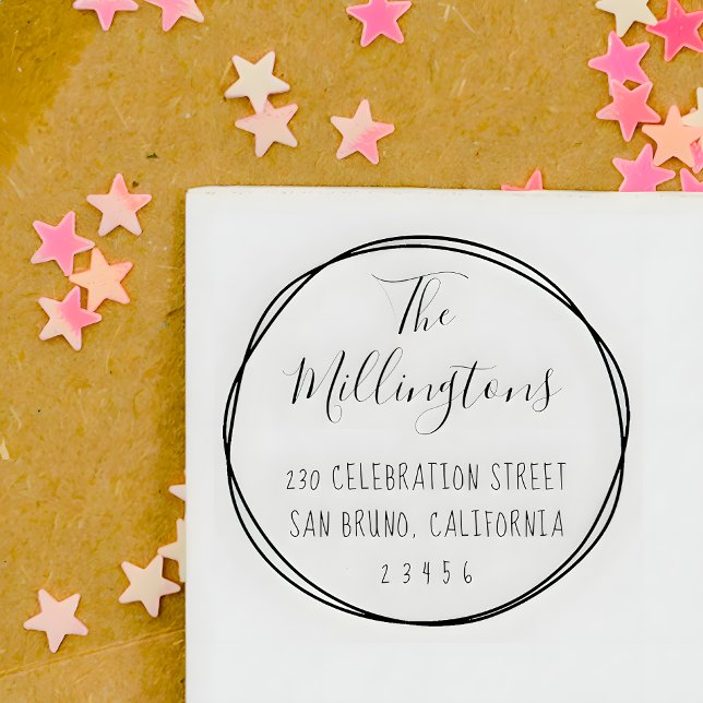 Tampons Encreurs Nom de famille écrit à la main Script Adresse de r (Créateur téléchargé)