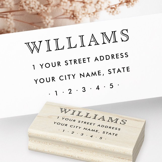 Tampons Encreurs Nom de famille élégant nom de famille adresse de r (Elegant family name surname return address rubber stamp)