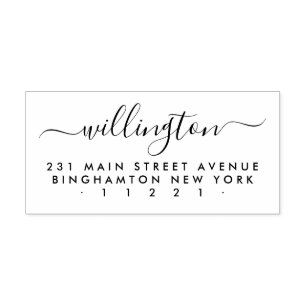 Tampons Encreurs Nom de famille minimaliste écrit à la main Adresse