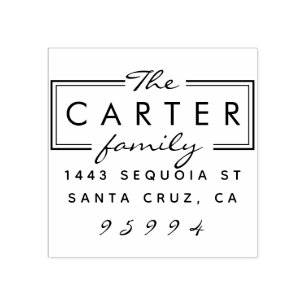 Tampons Encreurs Nom de famille moderne Elegant Script Return Adres