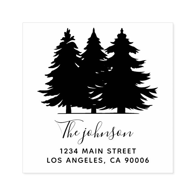 Tampons Encreurs Nom de famille personnalisé Arbres Adresse de reto (Impression)