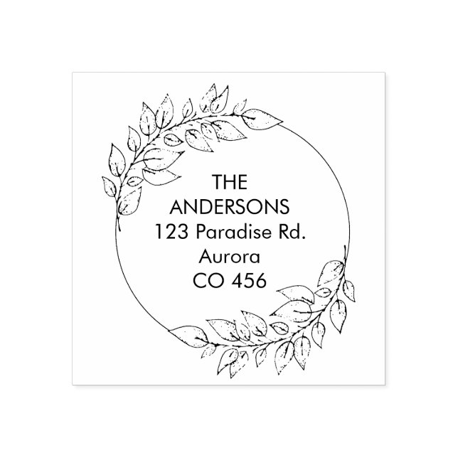 Tampons Encreurs Nom de famille personnalisé avec feuillage (Impression)