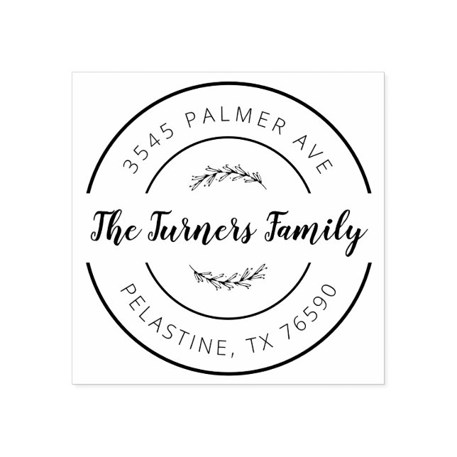 Tampons Encreurs Nom de famille Retour Adresse Logo de l'arrondi Au (Impression)