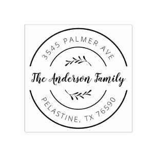 Tampons Encreurs Nom de famille Retour Adresse Logo de l'arrondi Au