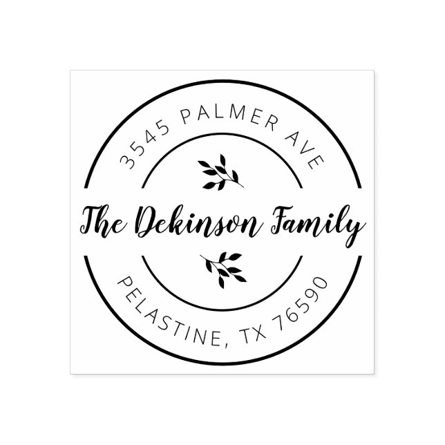 Tampons Encreurs Nom de famille Retour Adresse Logo de l'arrondi Au (Impression)