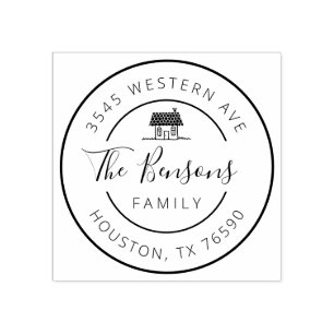 Tampons Encreurs Nom de famille Retour Adresse ronde, Cosy Home