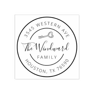 Tampons Encreurs Nom de famille Retour d'adresse rond, Première mai