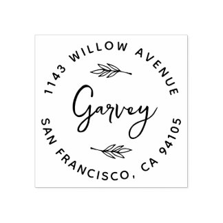 Tampons Encreurs Nom de famille rustique à lettres à la main Adress