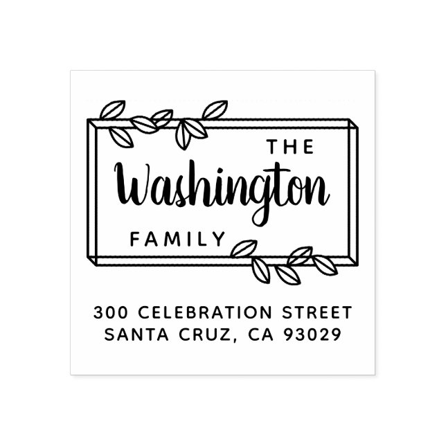 Tampons Encreurs Nom de famille simple Feuille Script & Adresse de  (Impression)