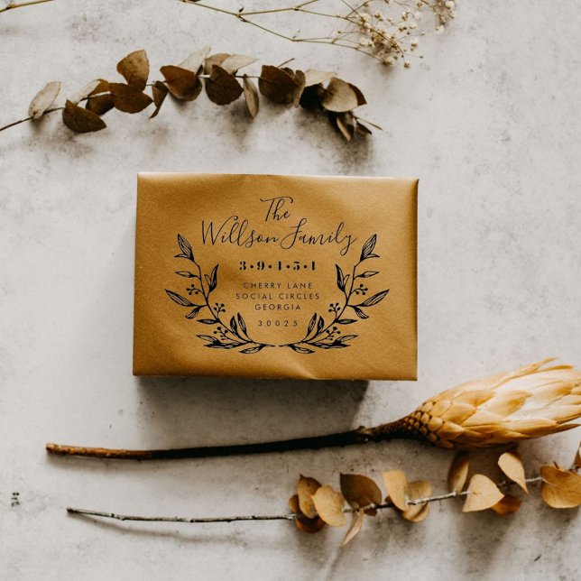 Tampons Encreurs Nom de famille Wreath Adresse de retour (Créateur téléchargé)