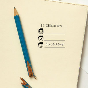 Tampons Encreurs Nom de l'enseignant personnalisé Emojis Avaliation