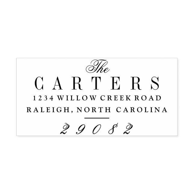 Tampons Encreurs Nom de script élégant Adresse de retour de famille (Impression)