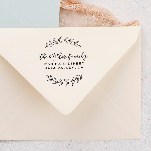 Tampons Encreurs Nom de script personnalisé Botang Sprig Adresse de (Stamp Mock-up)