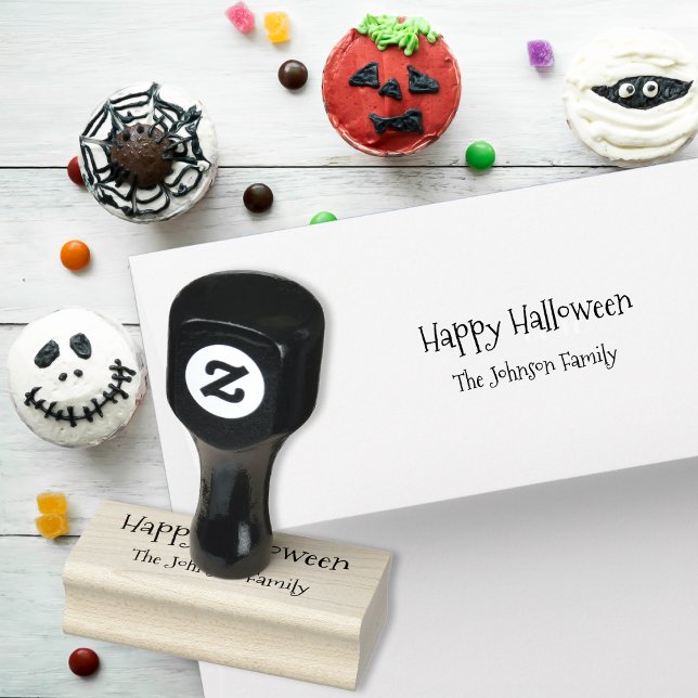 Tampons Encreurs Nom d'entreprise familiale fantomatique personnali (Custom Spooky Family Business Name Happy Halloween Rubber Stamp)