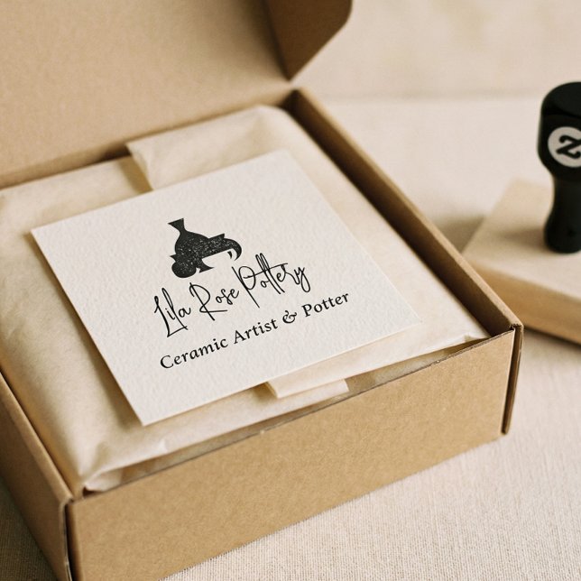 Tampons Encreurs Nom d'entreprise moderne écriture manuscrite Logo (Modern Business Name Script Handwritten Logo Rubber Stamp)