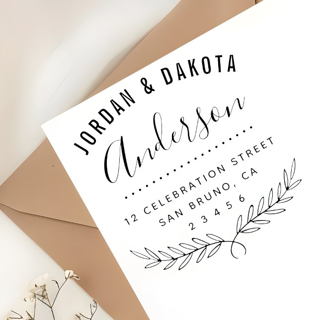 Tampons Encreurs Nom du couple Adresse de retour du texte courbe pe (Créateur téléchargé)