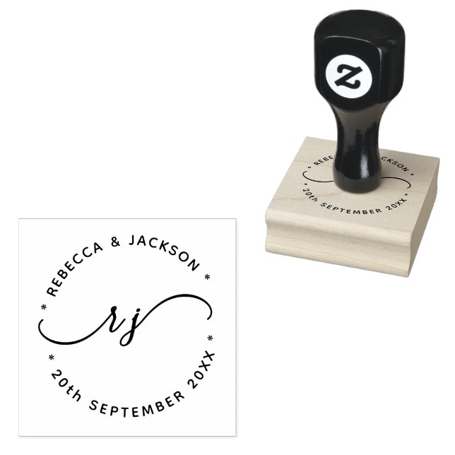 Tampons Encreurs Nom du couple de script Glyph initial Enregistrer  (Tamponné)