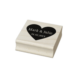 Tampons Encreurs Nom du couple mariage et date dans le timbre d'art