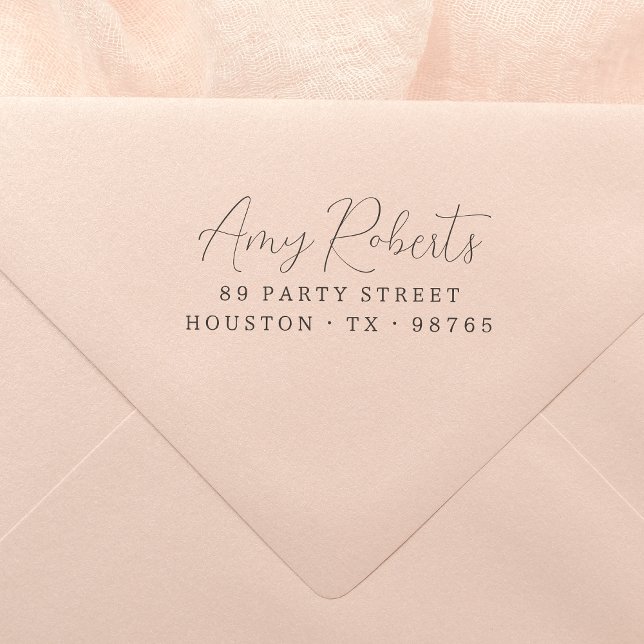 Tampons Encreurs Nom du script moderne Whimsical Adresse de retour (Rubber Stamp Mock-up)