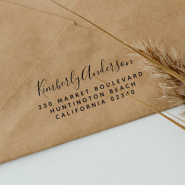 Tampons Encreurs Nom du script simple et coordonnées Adresse de ret (Créateur téléchargé)