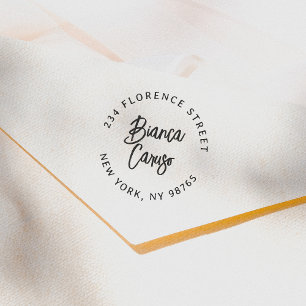 Tampons Encreurs Nom en lettrage gras écriture manuscrite Adresse d