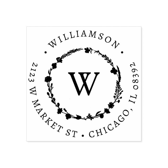 Tampons Encreurs Nom et adresse de retour de la couronne florale pe (Impression)