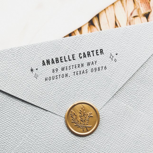 Tampons Encreurs Nom et adresse de retour écriture Boho Sparkles (Créateur téléchargé)