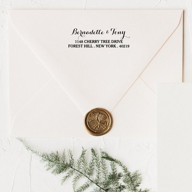 Tampons Encreurs Nom et adresse personnalisés élégants Timbre d'art (Créateur téléchargé)